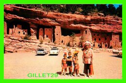 COLORADO SPRINGS, CO - CLIFF DWELLINGS, PHANTOM CLIFF CANON - ANIMATED WITH INDIANS - GREAT WESTERN POST CARD CO - - Colorado Springs