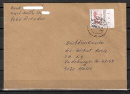BRD, MiNr. 1498, Frauen: Bertha Von Suttner, Auf Portoger. Brief Von Dresden Nach Halle; C-161 - Lettres & Documents