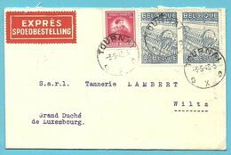 749+765 Brief Per EXPRES Stempel TOURNAI Naar WILTZ Luxembourg, (voorkeurtarief / TARIF PREFERENTIEL) - 1948 Export