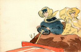 JAC ( JACQUIER ) * Superbe Série 5 CPA Originale Aquarellée Illustrateur * Automobilia Femmes * Jugendstil Art Nouveau - Autres & Non Classés