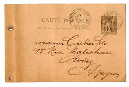 TB 2857 - Entier Postal Type Sage - Carte Postale Commerciale LECHEVRETEL & GIROT à PARIS Pour CRIBIER à RODEZ - Standaardpostkaarten En TSC (Voor 1995)