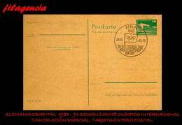 EUROPA. ALEMANIA ORIENTAL. ENTEROS POSTALES. MATASELLO ESPECIAL 1985. 90 SESION DEL COMITÉ OLÍMPICO INTERNACIONAL - Otros & Sin Clasificación