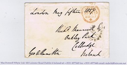Ireland Dublin Penny Post Kildare Free 1837 Envelope London To Celbridge Franked Hamilton Circular DUBLIN 1d PENNY POST - Vorphilatelie