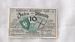 Billet Banknote Germany 10 Pfennig Maturen Notgeld Mark 1920 Paper Money #16 - Unclassified