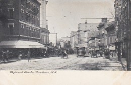 Providence Rhode Island, Weybosset Street Scene, Street Car, Horse-drawn Wagons C1900s Vintage Postcard - Providence