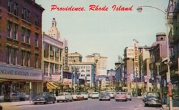 Providence Rhode Island, Downtown Animated Street Scene C1960s Vintage Postcard - Providence