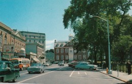 Newport Rhode Island, Washington Square Street Scene, Bus Autos C1950s Vintage Postcard - Newport