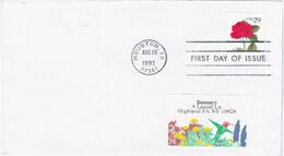USA United States 1993 FDC Rose Roses Flower Flowers, Canceled In Houston - 1991-2000