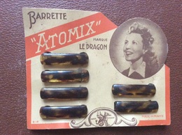 PLAQUETTE 6 BARRETTES  Marque LE DRAGON  Atomix  RENÉE St CYR  Actrice (1904-2004)  PHOTO  Annees 1930 - Toebehoren