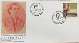 A) 1997, BRAZIL, 150 YEARS OF BIRTH OF CASTRO ALVES SALVADOR ECT, 0.15 - Covers & Documents