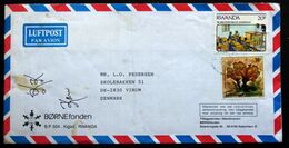 Rwanda Air Mail Cover Children's Foundation  Sent To Denmark  ( Lot 2033 ) - Autres & Non Classés