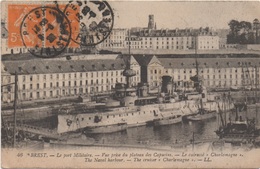 Brest : Le Port Militaire Avec Le Cuirassé Charlemagne (Voyagé 1922) - Brest