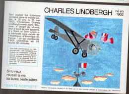 (aviation ) Buvard Du Comité Antialcoolique:n°25 : CHARLES LINDBERGH  (M0640) - Transportmiddelen