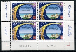 RC 18310 MONACO N° 2605 PREMIERE APPARITION DE LA COMÈTE DE HALLEY BLOC DE 4 COIN DATÉ NEUF ** TB - Unused Stamps