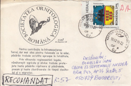 89743-KINGFISHER SPECIAL COVER, COAT OF ARMS STAMP, 2019, ROMANIA - Covers & Documents