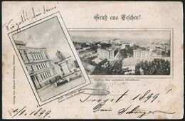Poland / Polen / Polska: Teschen (Těšín / Cieszyn), Kath. Pfarrhaus U. Kaiser Josefs-Denkmal / Blick Vom Kirchturm 1899 - Poland