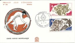 Delcampe - Monaco FDC 8-11-1982 RED CROSS Complete Set Of 2 With Cachet - FDC