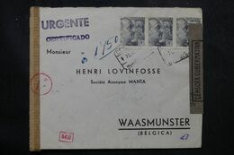 ESPAGNE - Enveloppe Commerciale En Recommandé De Barcelone Pour La Belgique En 1944 Avec Contrôles - L 68957 - Marcas De Censura Nacional