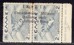 OCCUPAZIONE ITALIANA CEFALONIA E ITACA 1941 MITOLOGICA POSTA AEREA AIRM MAIL 2 D + 2 DRACME MNH FIRMATO SIGNED - Cefalonia & Itaca