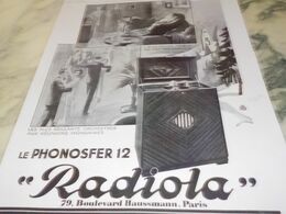 ANCIENNE PUBLICITE LE PHONOSFER 12 RADIOLA  1929 - Posters