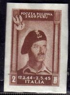 CORPO POLACCO POLISH BODY 1946 NON DENTELLATO IMPERF. VITTORIE POLACCHE WINS POLISH 2z MNH FIRMATO SIGNED - 1946-47 Corpo Polacco