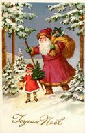 Santa Claus * Père Noël * CPA Illustrateur * Joyeux Noel * Enfant Lanterne Sapins - Kerstman