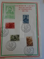 ZA303.6 Hungary    Kossuth Lajos  Death 50 Years 1894-1944 - Postmark Collection