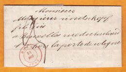 1849 - Lettre Pliée Avec Correspondance En Français De Mons Vers Bruxelles, Belgique - Taxe 3 - Vente D'obligations - 1830-1849 (Belgio Indipendente)