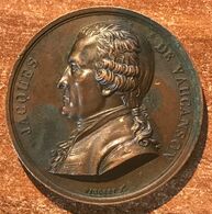 Médaille Bronze Cuivre Jacques De Vauganson, Pingret 1820...oxydation (prix Fixe, Recommandé Inclus) - Monarquía / Nobleza