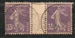 N° 142 - Semeuse Camée 35c Violet Paire Avec Pont - 1906-38 Semeuse Camée