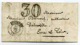 T15 Etampes + Boite Rurale J Identifiée De Brony + Taxe TDT 30c / Dept 72 Seine Et Oise / 1858 - 1849-1876: Classic Period