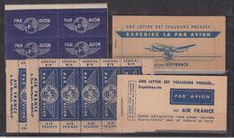 FRANCE : PA . 2 CARNETS ET 3 BLOCS DE VIGNETTES PAR AVION . ANNEES 50 . ( COMPLETS ) . - Pegatinas