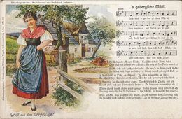 Delcampe - Lied AK " 's Gebergische Mädl" - Erzgebirge - Ca. 1912 - Musik