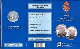 CARTERITA FNMT MONEDA BODA REAL PRINCIPE FELIPE DOÑA LETIZIA FNMT 12 EUROS PLATA -  Colecciones