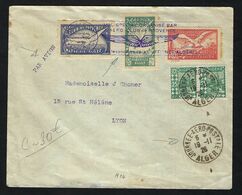 FRANCE Algérie 1926: LSC D'Alger Pour Lyon Affr. De 0,50 Fr. Avec Paire Du Y&T 42 Obl. CAD "Journée De L'Aérophilatélie" - Cartas & Documentos