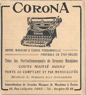 Corona Votre Machine A Ecrir Personelle.  Pubblicita 1923 - Publicidad