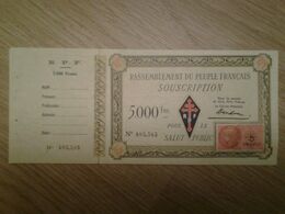 5000 FRANCS RASSEMBLEMENT DU PEUPLE FRANCAIS  RPF AVEC SOUCHE RARE P.NEUF - Fiktive & Specimen