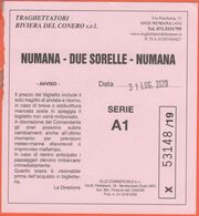 Traghettatori Riviera Del Conero - Biglietto Intero Di Viaggio Per Numana-Due Sorelle-Numana - Usato - Europe