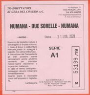 Traghettatori Riviera Del Conero - Biglietto Intero Di Viaggio Per Numana-Due Sorelle-Numana - Usato - Europa
