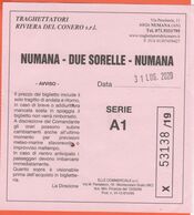 Traghettatori Riviera Del Conero - Biglietto Intero Di Viaggio Per Numana-Due Sorelle-Numana - Usato - Europa