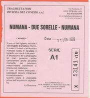 Traghettatori Riviera Del Conero - Biglietto Intero Di Viaggio Per Numana-Due Sorelle-Numana - Usato - Europa