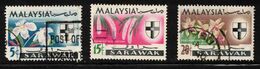 MALAYSIA SARAWAK Scott # 230, 233, 234 Used - Flowers - Orchids - Federation Of Malaya