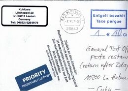 ! 2020 Germany Cover (7.8.) To Cuba, Kuba,  Airmail , Interruption Postal Service COVID-19, Antwortschein, Reply Coupon - Ziekte