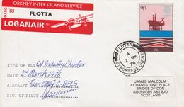 Great Britain ORKNEY INTER ISLAND SERVICE Pilot Autograph FLOTTA Stromness Orkney 1978 Cover Brief Oil Rig Stamp - Covers & Documents