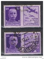 REGNO:  1942  PROPAGANDA  DI  GUERRA  -  50 C.+ 50 C. VIOLETTO  US. -  SASS. 9 + 11 - Kriegspropaganda