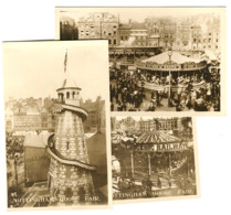 3 Real Photo Postcards Nottingham Goose Fair Merry Go Round Scenic Railway Etc. C. 1920 - Nottingham
