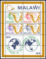 Malawi, 1974, UPU Centenary, Universal Postal Union, United Nations, MNH, Michel Block 36 - Malawi (1964-...)