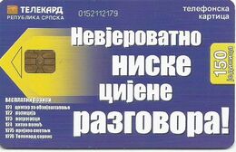 Bosnia (Serb Republic) Chip Card 150 UNITS - Bosnien