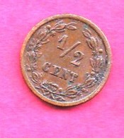 NEDERLAND, 1901,  Fine Used Coin , Wilhelmina , 1/2 Cent , KM109 , My Scanr. C3500 - 0.5 Centavos