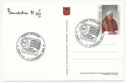 VATICAN + FRANCE - CPM Benoit XVI Affr. Timbres VATICAN, Oblit 59eme Et 61eme Salon D'Automne PARIS - Commemorative Postmarks